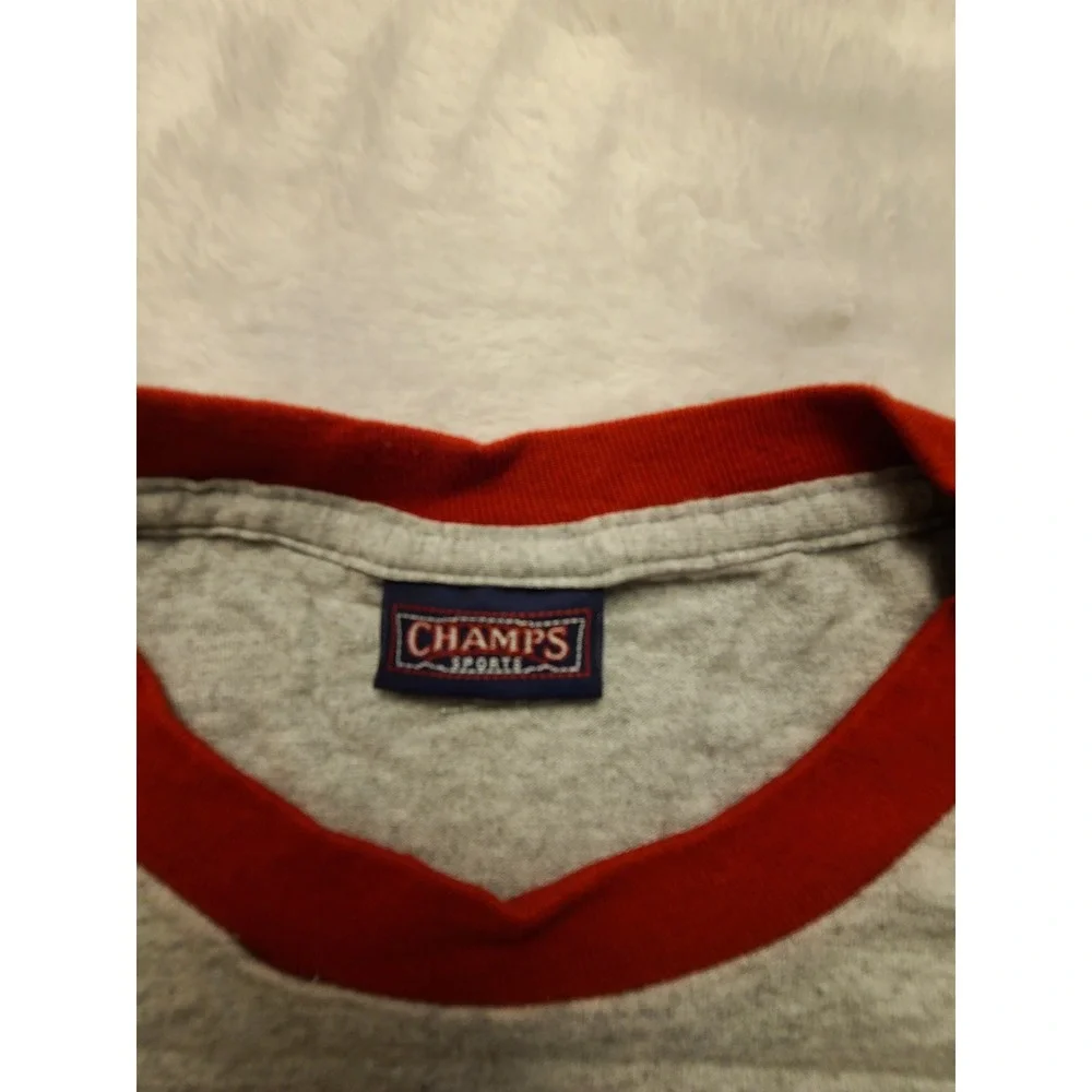 Champs Sports‎ Men's Ringer T-Shirt Gray Red Short Sleeve Crew Neck Athletic Tee